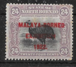 NORTH BORNEO SG272 1922 EXHIBITION 24c REDDISH-LILAC MTD MINT