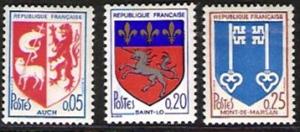 France #1142-44 Arms NH  1966 Cat. $ 1.00