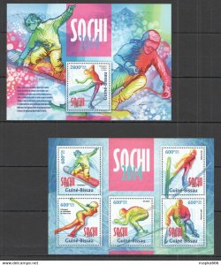 2013 Guinea-Bissau Sport Winter Olympic Games Sochi 2014 Kb+Bl ** Stamps St1227