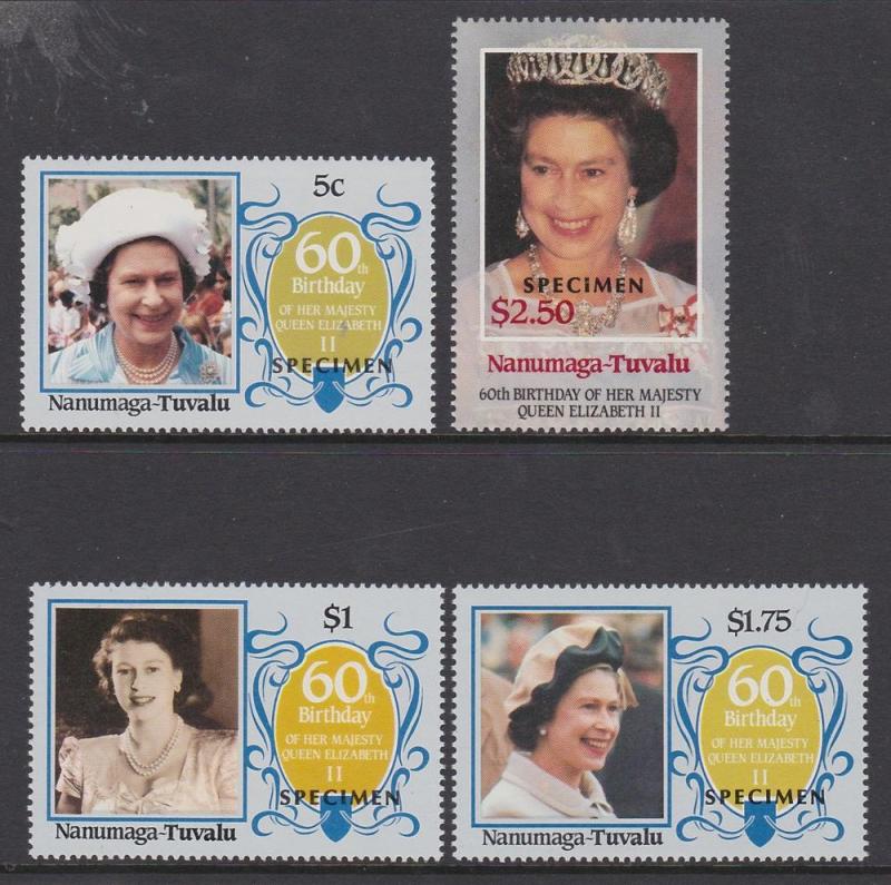 Tuvalu Nanumaga 1986 QEII Birthday Specimen MNH