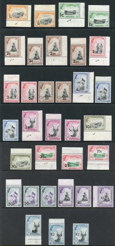 Swaziland SG65/77 1961 Mixture of Overprints U/M