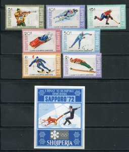 Albania 1403 - 1410 Sapporo Olympics stamp Set and Sheet MNH Stamp 1972