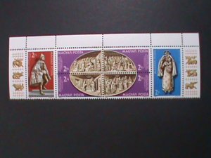 ​HUNGARY1982 SC#2774a FAMOUS ARTS PAINTING IN CHAPEL-VATICAN- IMPRINT   STRIPS