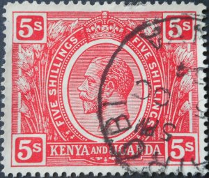 Kenya and Uganda 1922 GV Five Shillings SG 92 used