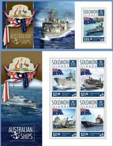 SOLOMON IS. 2014 2 SHEETS slm14601ab FLAG AUSTRALIAN SHIPS 