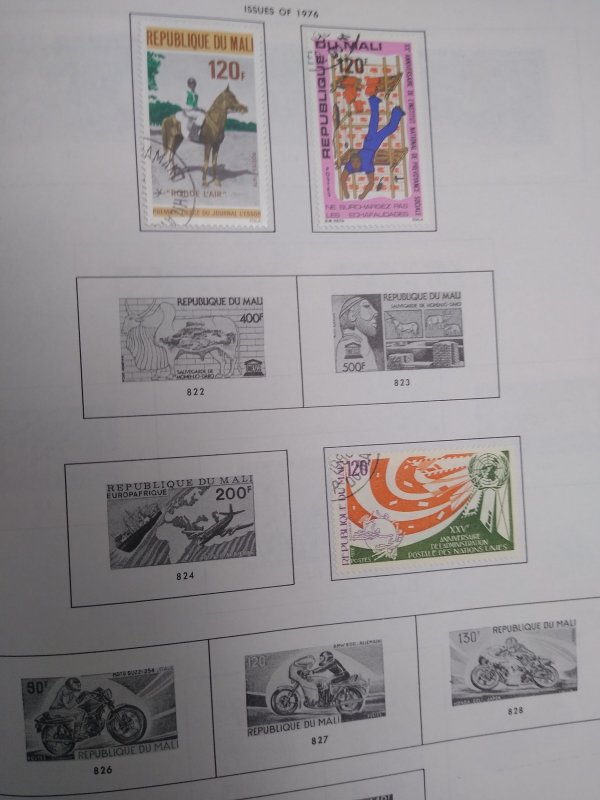 collection on pages Mali 1973-74 mostly complete mint; 1975-76 most CTO PS: C...