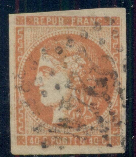 FRANCE #47, 40c orange used, 4 margins, VF, Scott $100.00