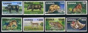 GHANA SCOTT# 1537-44 WILDLIFE BAT TIGER IMPERF SET MNH