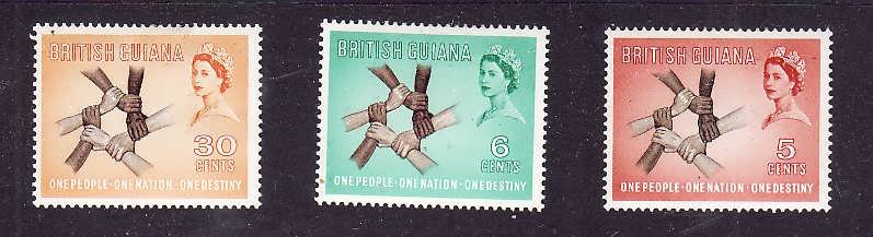 British Guiana-Sc#268-70-unused hinged set-Hands-