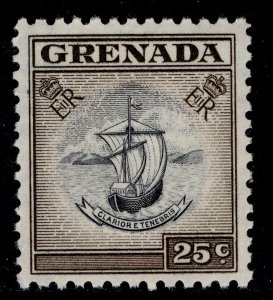 GRENADA QEII SG201, 25c black & sepia, NH MINT.