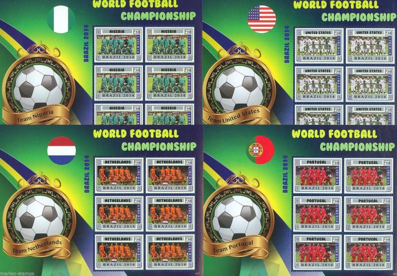 TOGO 2014 LIBERIA WORLD CUP SOCCER CHAMPIONSHIP BRAZIL 2014 SHEET SET MINT NH