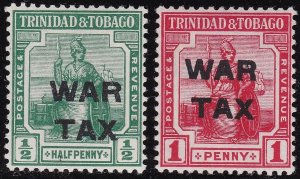 1917 TRINIDAD, SG n. 181/182 WAR TAX MLH / *