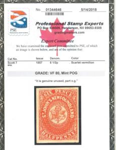 Newfoundland #7 Very Fine+ Mint Large Part Original Gum **With Certificate**