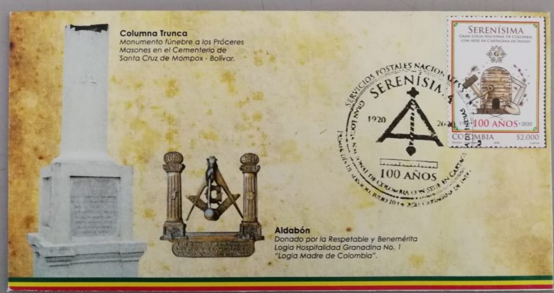 RO) 2020 COLOMBIA. MASONIC - MASONRY,  SERENISIMA -TRUNCA COLUMN, MONUMENT