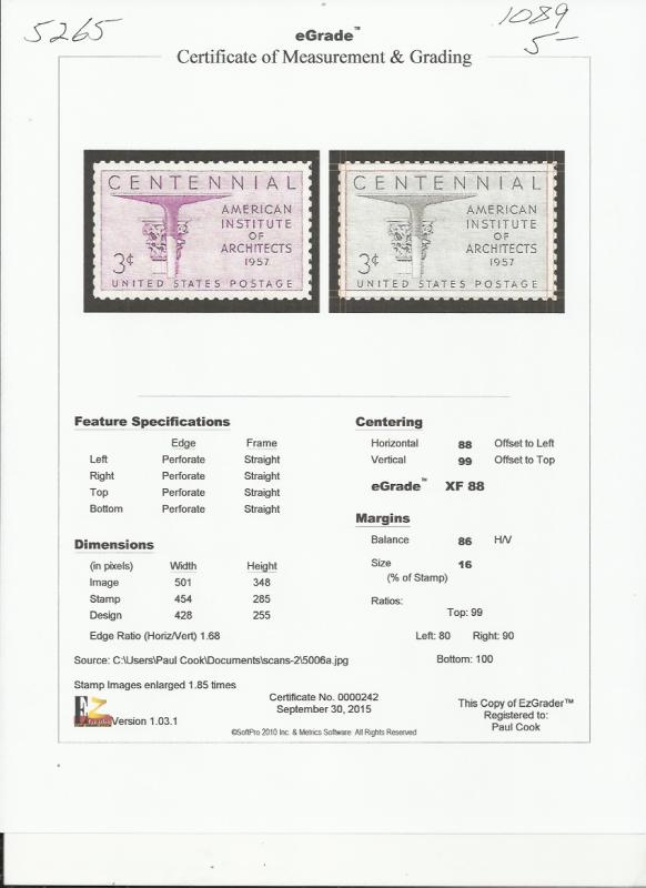 # 1089 MINT NEVER HINGED ARCHITECTS     XF+