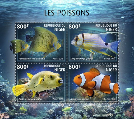 NIGER - 2019 - Fishes - Perf 4v Sheet - MNH