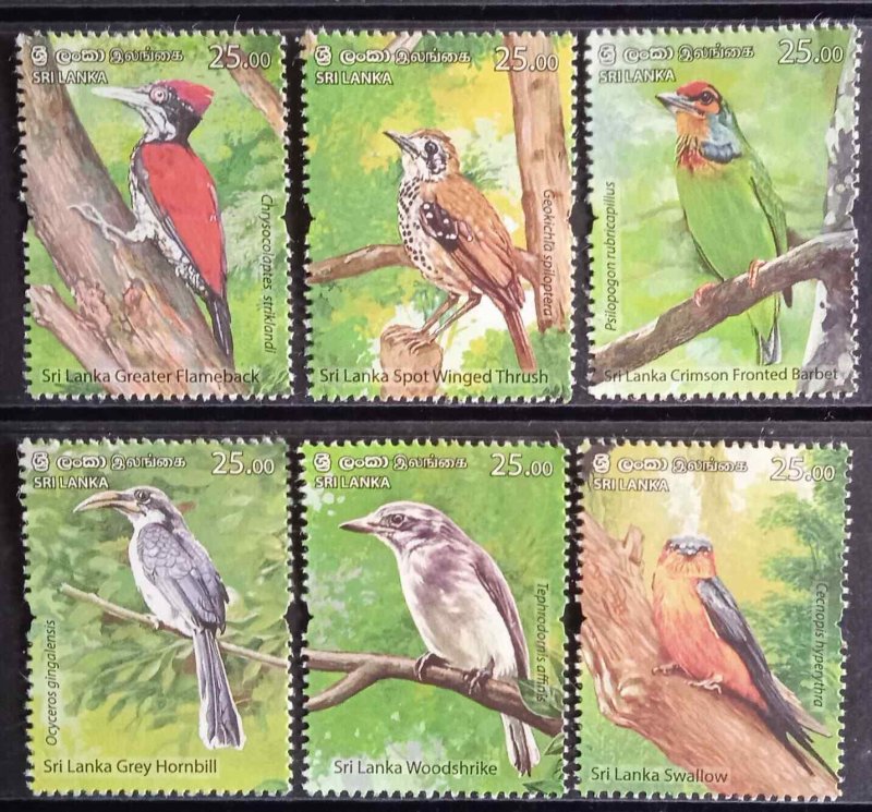 Sri Lanka Stamps Endemic Birds of Sri Lanka Stamp Set (6v) - 2021 MNH