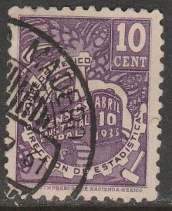 MEXICO 721, 10¢ INDUSTRIAL CENSUS. USED. F-VF. (1234)
