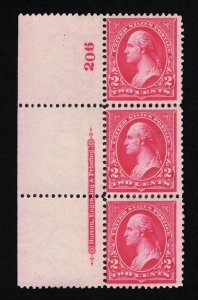 GENUINE SCOTT #267 MINT OG NH TYPE-III FULL BEP IMPRINT & PLATE DOT-S STRIP OF 3