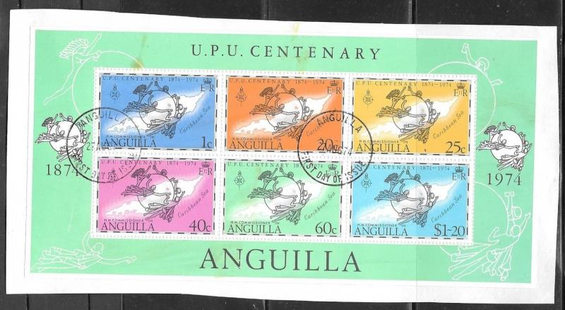 Anguilla 1974 UPU Sheet of 6, used, Scott #204a.