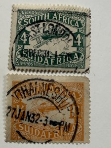 South Africa 1929 Airnail Post C5 and C6 used nice cancels