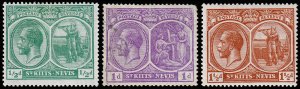 St. Kitts-Nevis Scott 37, 39, 41 (1921-28) Mint H F-VF, CV $12.25 M