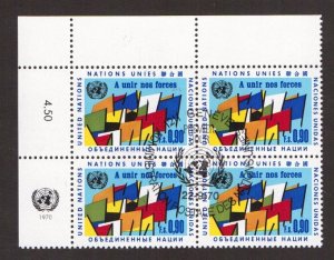 United Nations Geneva  #10 cancelled  1969   flags  90c  block of 4