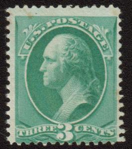 US # 184 SCV $90.00  3c Washington, mint hinged, very fresh, SCV $90.00