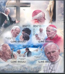 GUINEA BISSAU 2012 POPE JOHN PAUL II   SHEET IMERFORATED  MINT NH