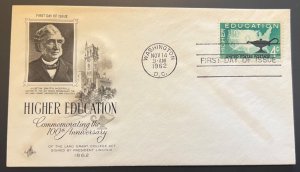 100TH ANNIV HIGHER EDUCATION NOV 14 1962 WASHINGTON DC FIRST DAY COVER (FDC) BX2