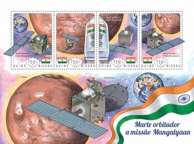 Space Raumfahrt Mars Orbiter Mission Mangalyaan Guinea-Bissau MNH stamp sheet