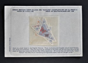 Great Britain Herm Island Local 12 MNH Triangle Stamps with Dealer Sheet