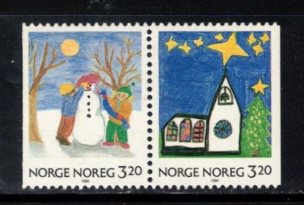 Norway Scott 986-987 MNH Xmas Childrens Drawing