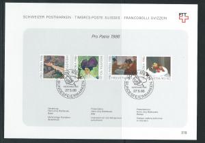 Switzerland B523-6 1986 Pro Patria PTT Collection Sheet FD