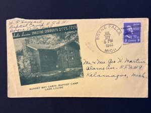 1943 Boyne Falls, Mich Cover Illustrated Lake Louise Baptist Camp Corner Card