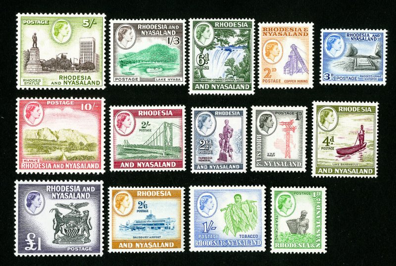 Rhodesia & Nyasaland Stamps # 158-71 VF OG VLH Catalog Value $117.80