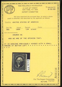U.S. #36b MINT WITH PF CERT
