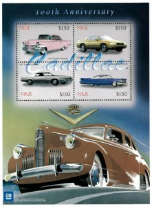 Niue 2003 - GM Cadillac 100th Anniversary - Sheet of 4 - Scott 770 - MNH