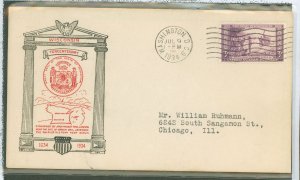 US 739 1934 3c Wisconsin territory tercentenary (single) on an addressed (typed) first day cover with a J.A. Roy cachet.