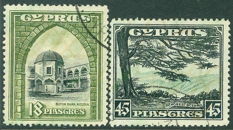 EDW1949SELL : CYPRUS 1934 Scott #134-35 Very Fine, Used. Catalog $135.00.