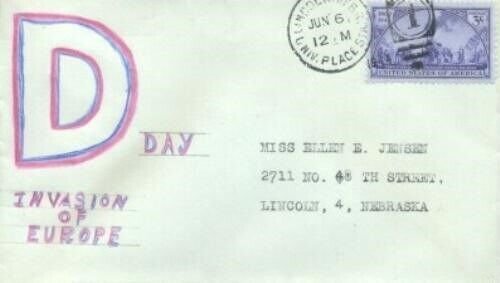 D-DAY JUNE 6th 1944 - Hand drawn cachet