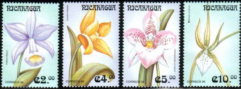 4 Various Orchids, Nicaragua stamp SC#2301-4 MNH set