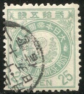 JAPAN 1888 Sc 82 25s New Koban Used VF, partial cancel, Sakura 88