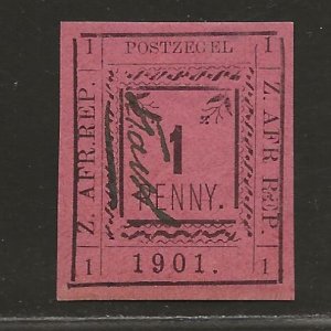 TRANSVAAL SC# 180 (SG#6a)  NO PERIOD AFTER R 'AFR'  VF/MOG