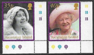 ASCENSION 2002 Queen Elizabeth The Queen Mother Set Sc 799-800 MNH