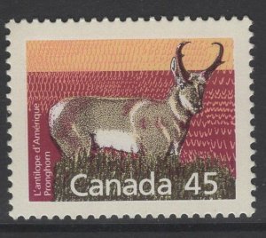 CANADA SG1270b 1990 MAMMALS 45c PRONGHORN PERF13 MNH