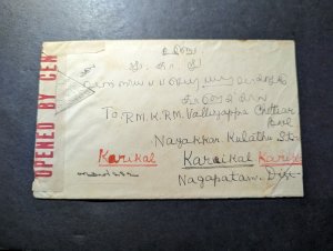 1941 Censored Burma Cover to Karaikal India