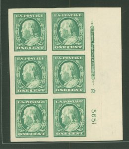 United States #383 Unused Plate Block