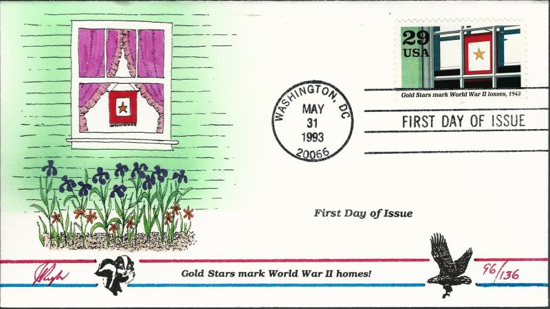 Beautiful Pugh Designed FDC Gold Stars Mark WWII Homes  #96 of 136