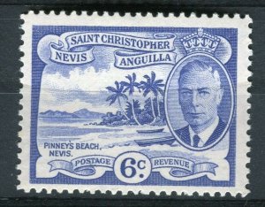 ST.KITTS NEVIS; 1950s early GVI issue fine Mint hinged 6c. value 